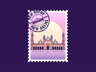 City Postmark - New Delhi graphic design illustration