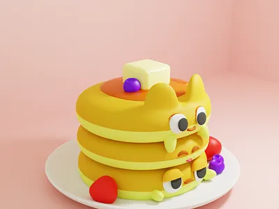 Cute pancakes 3d 3r art blender blender 3d digital 3d digital art digital illustration draw illustration modeling render