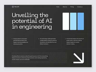 Nexus AI - AI Engineering Website ai artificial black blue bold clean design engineering intelligence landing page lines robot sci fi tech technology typography ui web design website white