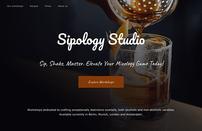 Landing page hero section for cocktail workshops dailyui dailyui003