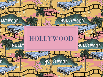 Seamless Pattern Design : Hollywood Illustration Pattern graphic design illustration package design pattern pattern design print design surface design