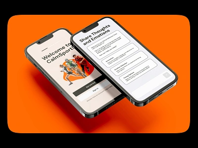 Calm Sport ai app athlete bright color cover emotion fitness mental app orange sport thought ui