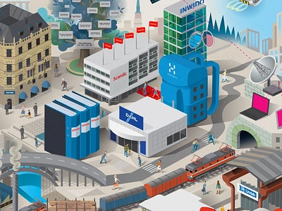 Ratos architecture branding cityscape company detailed illustration littlepeople sims