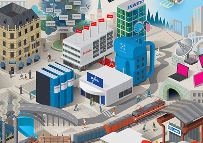 Ratos architecture branding cityscape company detailed illustration littlepeople sims