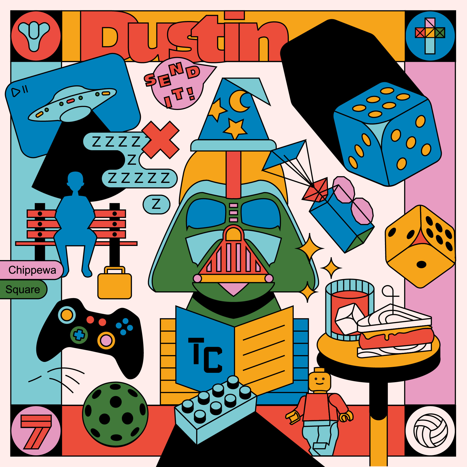 Husband's Birthday Post colorful design games legos maximalist pop pop art sci fi star wars