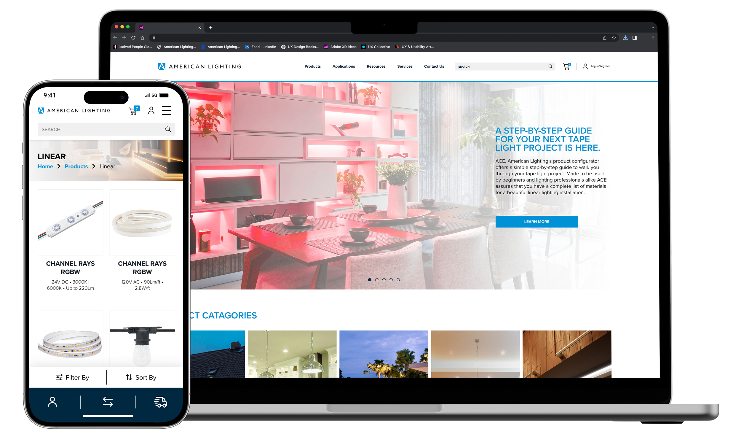 American Lighting Website Redesign adobexd branding design desktoplayout graphic design illustration logo mobilelayout type ui user experience ux
