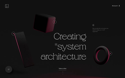 Design System Management Stage 📏 📐⭕ 3d architecture blender dark dark theme design system desktop hero rim light stage typography