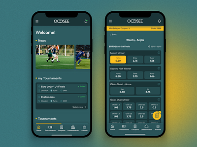 Oddsee - Transforming gaming with innovative betting tournaments android app application bet betting football game gameapp gaming adventure graphic design ios mobile sport sportapp tournaments ui ux