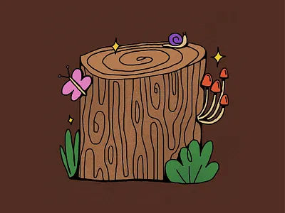 Peachtober Day 6 - Trunk design illustration illustrator log nature peachtober tree