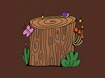 Peachtober Day 6 - Trunk design illustration illustrator log nature peachtober tree
