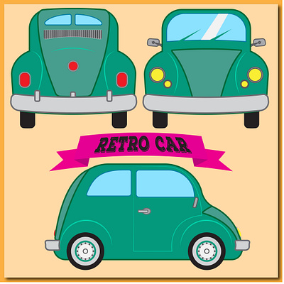 Retro Car 2d illustration design graphic design illustrator vector