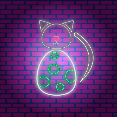 Neon Cat 2d illustration design graphic design illustrator neon vector