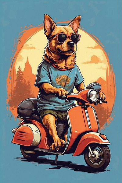 A Dog with a bike and a sunglass 3d animation branding graphic design logo motion graphics ui