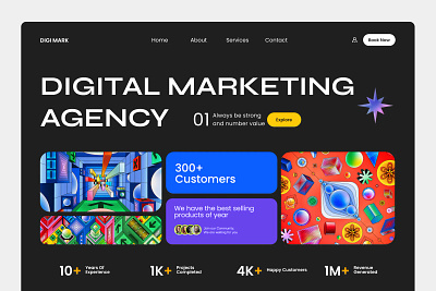 Digi Mark- Hero Section for a Futuristic Marketing Agency agency branding design digital futuristic gradient hero marketing agency ui ux web design