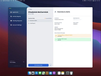 Native Desktop App – Loan Applicant Tracking animation app applicant credit score design desktop financial fintech lending linux loan loans macos native osx prototype ubuntu ui unix ux