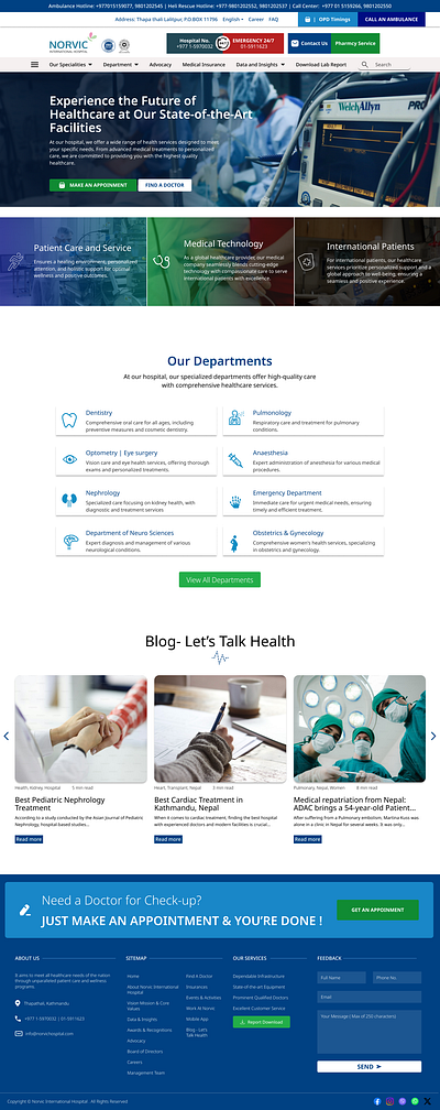 Norvic International Hospital's UI Redesign casestudy figma healthcare hospital ui webdesign