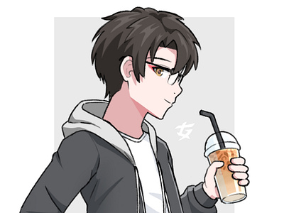 Iced Coffee Milk ☕🥛 anime avatar branding cartoon character character design coffee design drawing illustration logo milk profile