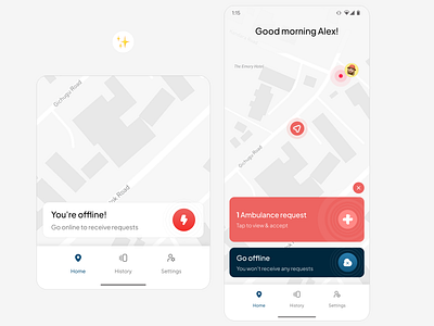 Ambulance Driver App UI design illustration mockup ui uidesign uiux