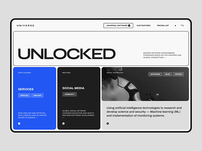 UNLOC3D - Website Concept abstract ai blog cms concept design landing page minimalist modern portfolio technology ui universe ux web web design webdesign website