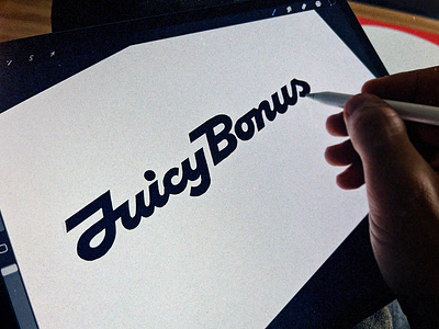 Juicy Bonus bold calligraphy custom flow graphic design handlettering handmade iconic identity juicy lettering logo minimal premium process script type typography unique wordmark