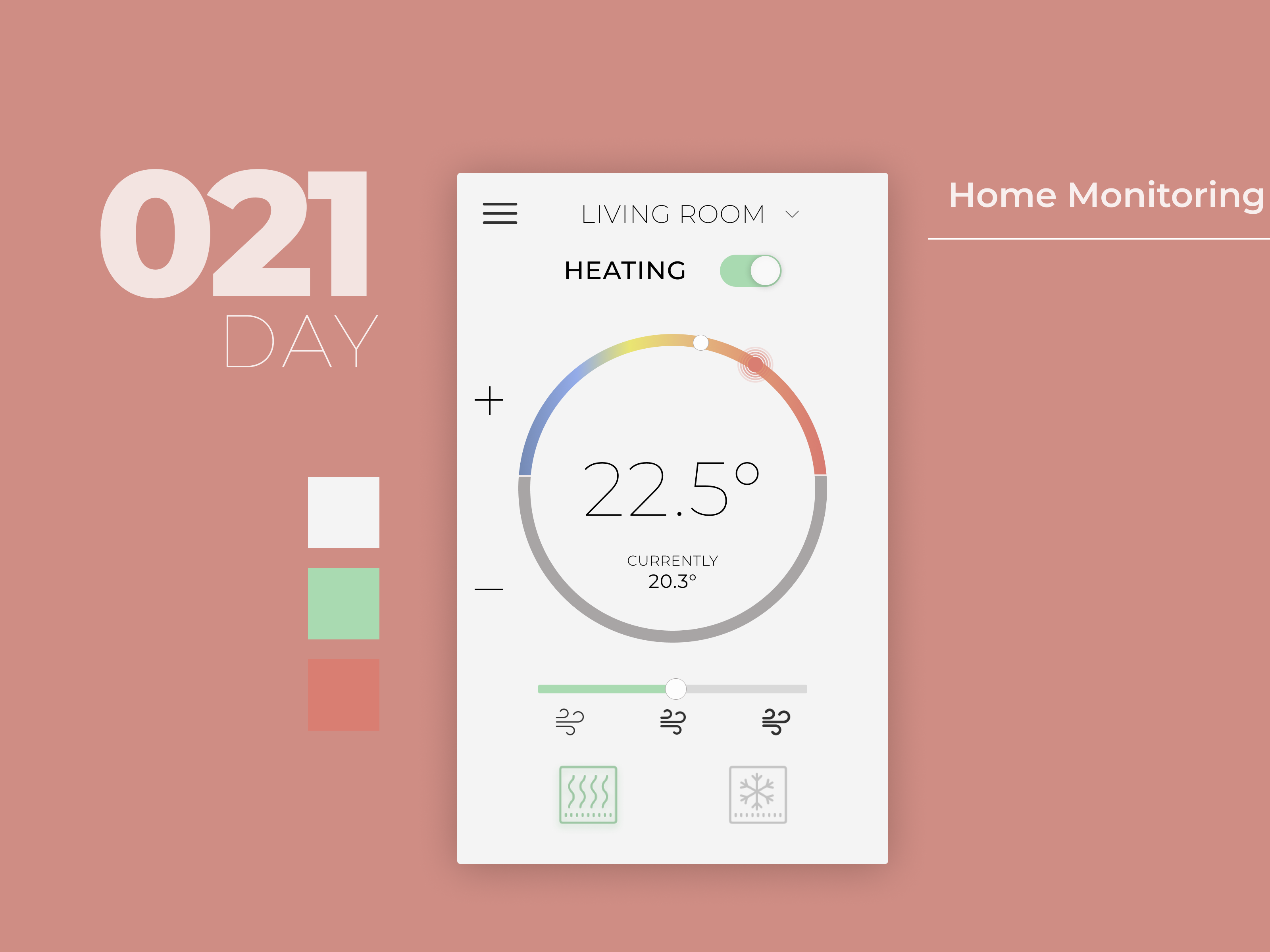 Daily UI Challenge Day #021 - Home Monitoring ac setting daily ui dailyui dailyui 021 day 021 heating home app home monitoring monitoring setting home ui challenge