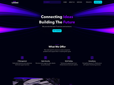 Linked Website branding graphic design linked logo purple ui web website