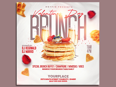 Valentines Day Brunch Flyer Template womens day