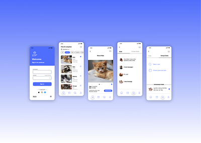 Rescue Pet Adoption App adoption app app design cards cards design cards ui cat cat app dog app figma filters pet app pets product product design ux uxdesign