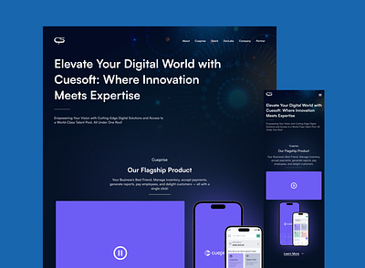 Cuesoft - A Pioneering Software Company animation design figma ui uiux ux