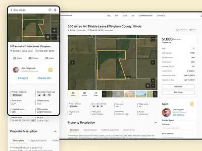 CommonGround: Designing Seamless Ground Transactions auction farm land listing sale ui ux