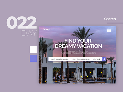 Daily UI Challenge Day #022 - Search accomodation booking daily ui dailyui day 022 holliday hotel search search bar travel ui challenge vacation