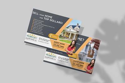 Post Card Design Template for Real Estate Agent branding brochure design flyer design graphic design logo post card template postcarddesign print design ui web design website
