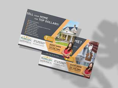 Post Card Design Template for Real Estate Agent branding brochure design flyer design graphic design logo post card template postcarddesign print design ui web design website