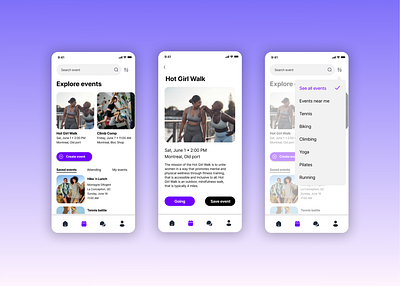 New App Feature: Fitness event feed app feature event app event feed app figma fitness fitness app gym app sports sports app ui design ux design wellness