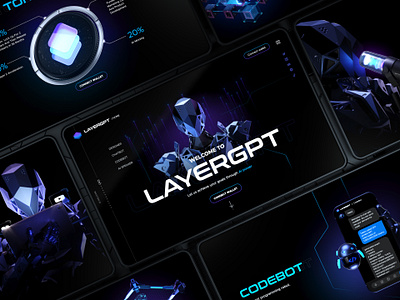 LayerGPT — UI Design for Blockchain AI 3d ai blockchain blockchain ai blockchain srevice crypto crypto design gpt hero section interactive 3d landing page tokenomics ui web3 web3 design