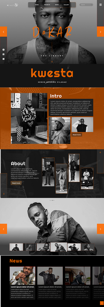 Kwesta Landing Concept Design Orange branding graphic design layout design logo product design ui web design