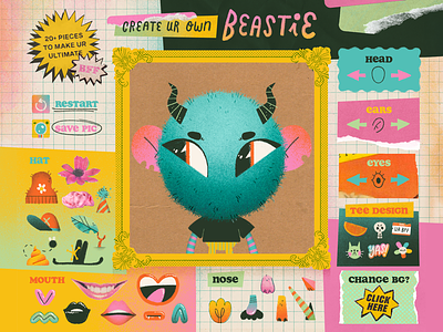 Create Ur Own Beastie adobe cc animate animation artwork character character design design illustration interactive paper doll