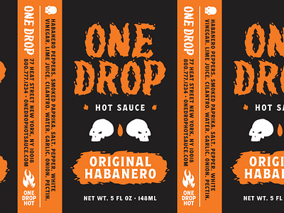 Ficticious Hot Sauce Label habanero heat hot sauce label packaging print skull sticker