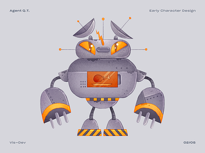 Agent Q.T. — Early Character Concept 02 artwork character character design handmade illustration robot visual development