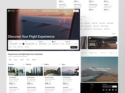 Horizone - Flight Page airplane airport booking ticket clean design flight landing page ticket travel traveling ui web website