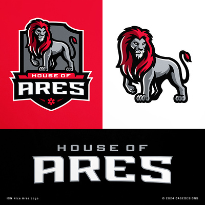 House of Ares Lion mascot logos crest dasedesigns esports illustration isn nice lion lion logo lion mascot lion sports logo logo mascot mascot logo shield logo sports logo