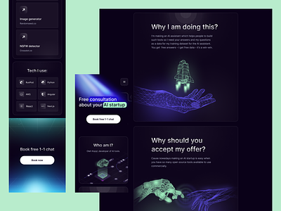 Landing Page for Oleh Kopyl ai artificial intelligence blockchain crypto crypto market website dark landing page dark saas dark section finance fintech gradient home page icon illustrations landing page shiny space theme stars web design web3 website