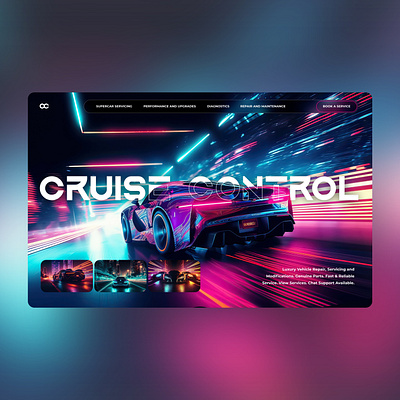 Cruise Control Web Ui Design Concept ai branding car cruise design graphic design illustration neon photography ui ui design ux ux design web design