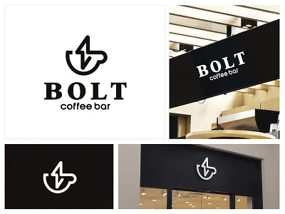 Bolt Coffee Bar bar logo bolt cafe logo coffee coffee cup thunder coffee lightning bolt coffee logo energy coffee logo logo design logo designer minimal minimalist monoline logo restaurant