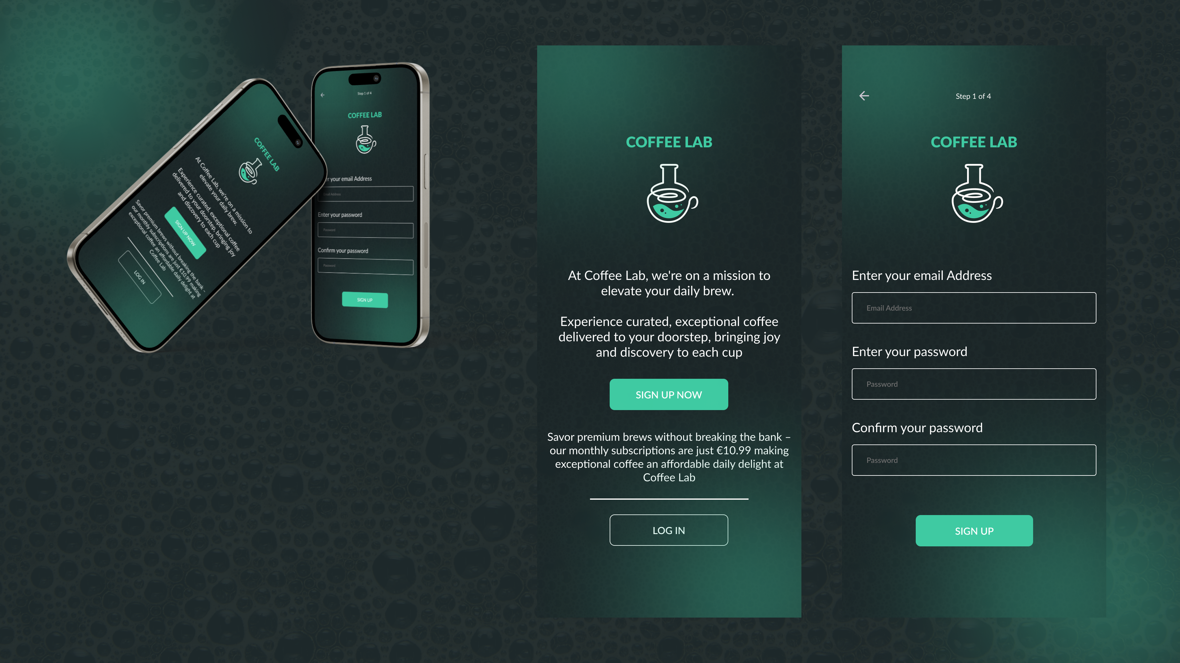 Coffee Lab - Concept sign up page #DailyUI app branding design graphic design ill illustration logo typography ui ux vector