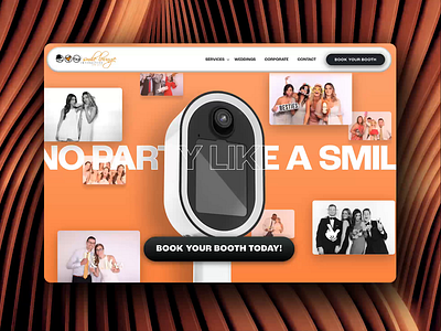 Photo Booth Website CTA Scroller 3d animation colorful design fun homepage interactive modern motion graphics orange parallax photography scrolling ui ui design ux web web design website