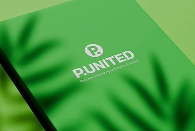 P-UNITED brand ID 3d visualization branding business ecology environmental services green logo logo design notebook