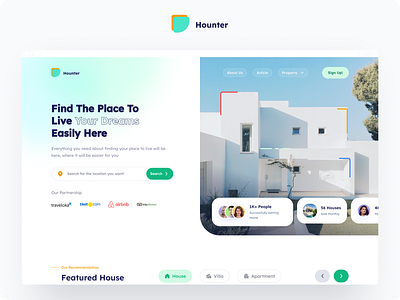 Hounter - A Real Estate Website 3d animation branding design graphic design illustration logo motion graphics ui vector