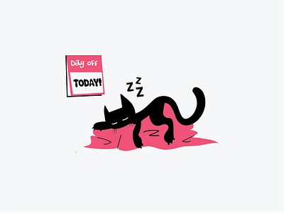 Cozy Cat Day Off blanket cat day off flat illustartion pink sleep