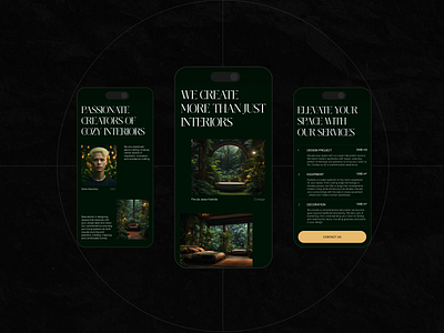 Mobile adaptive for interior agency. Ecoflow agency branding green grunge interior jungle minimalism mobile nature paper textrure ui urban ux visualiszation webdesign website